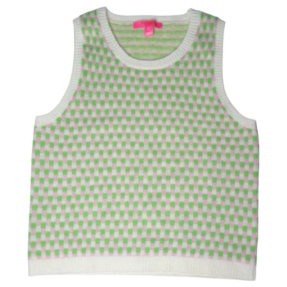 LILLY PULITZER Viera Sweater Set Orb Green Check Jacquard Size Medium - Picture 6 of 14